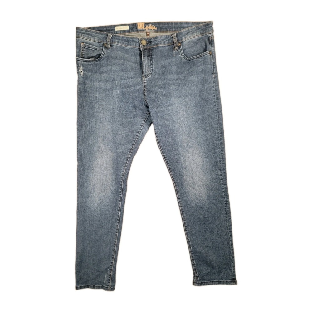 KUT from the Kloth Katy Boyfriend Jeans 16 Blue Distressed Stretch Denim Pants